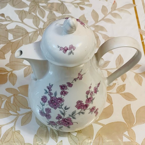 VTG SET OF 3 KAHLA PORCELAIN COFFEE TEAPOT WHITE FLOWERS PATTERN GERMANY GDR - Picture 2 of 11